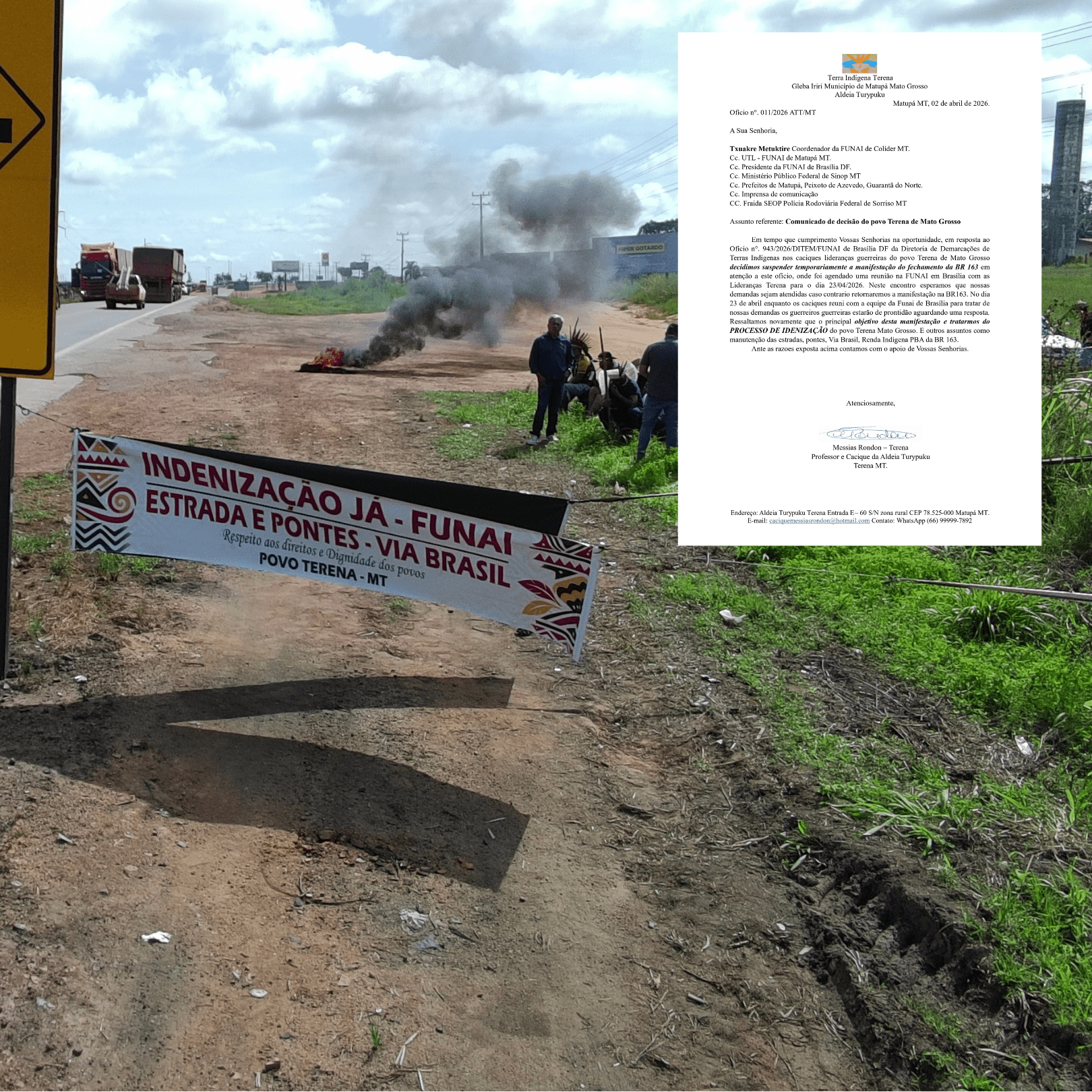 Terenas suspendem bloqueio da BR-163, mas mantêm pressão e dão prazo até reunião decisiva na FUNAI em Brasília