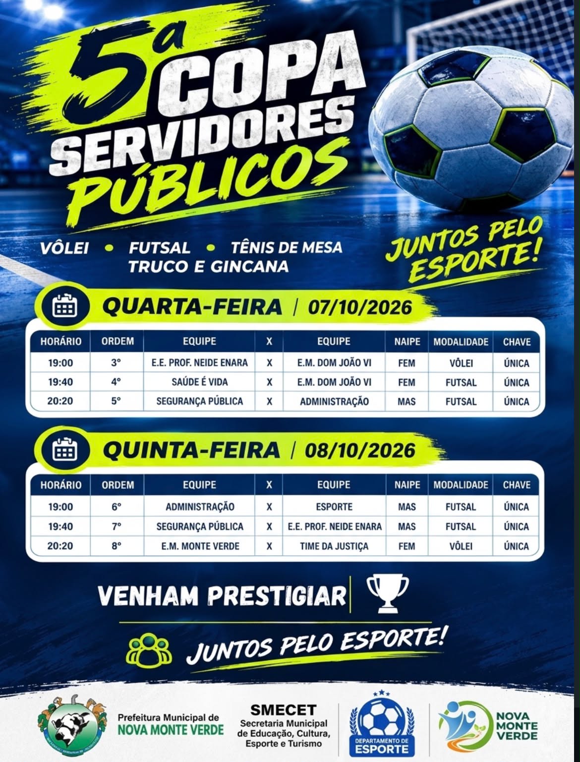 Nova Monte Verde realiza 5ª Copa dos Servidores Públicos com programação esportiva nesta semana